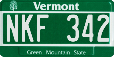 VT license plate NKF342