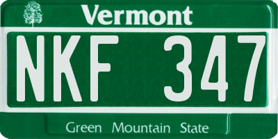 VT license plate NKF347