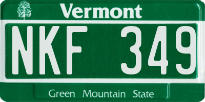 VT license plate NKF349