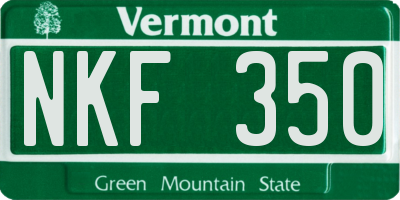 VT license plate NKF350