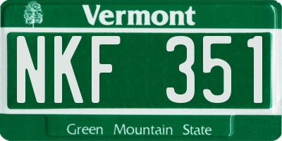 VT license plate NKF351