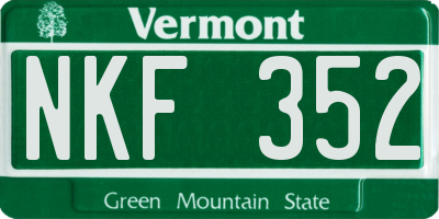 VT license plate NKF352