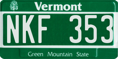 VT license plate NKF353