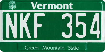 VT license plate NKF354