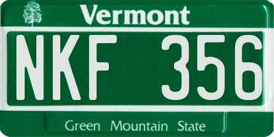 VT license plate NKF356