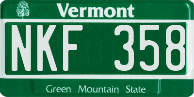 VT license plate NKF358