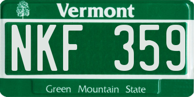 VT license plate NKF359