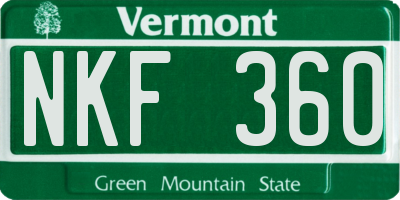 VT license plate NKF360