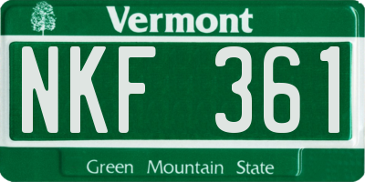 VT license plate NKF361