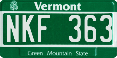VT license plate NKF363