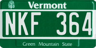 VT license plate NKF364