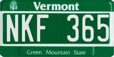VT license plate NKF365