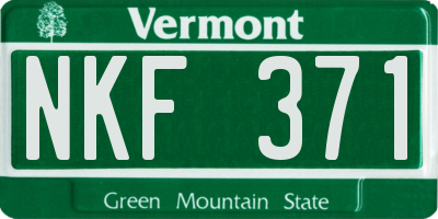 VT license plate NKF371