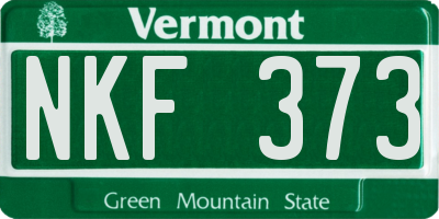 VT license plate NKF373