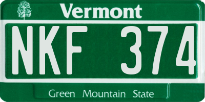 VT license plate NKF374