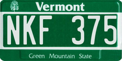 VT license plate NKF375