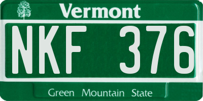 VT license plate NKF376