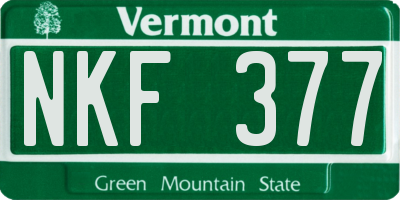 VT license plate NKF377