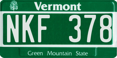 VT license plate NKF378