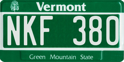 VT license plate NKF380