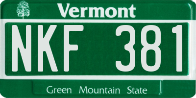 VT license plate NKF381
