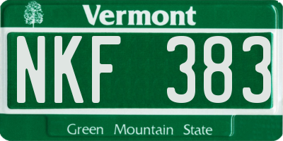 VT license plate NKF383