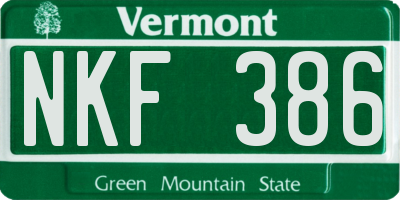 VT license plate NKF386