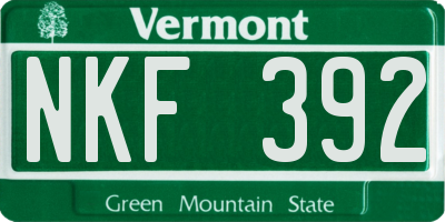 VT license plate NKF392