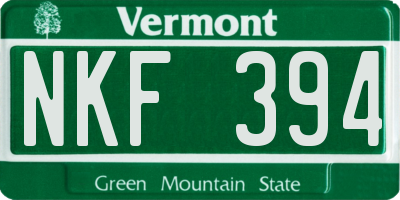 VT license plate NKF394