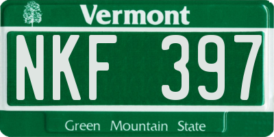 VT license plate NKF397