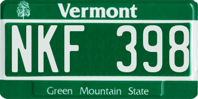 VT license plate NKF398