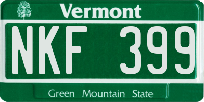 VT license plate NKF399