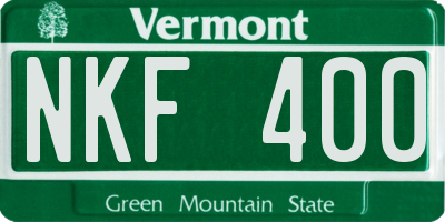 VT license plate NKF400
