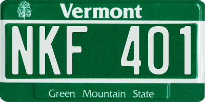 VT license plate NKF401