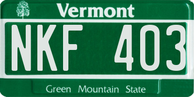 VT license plate NKF403