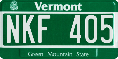 VT license plate NKF405