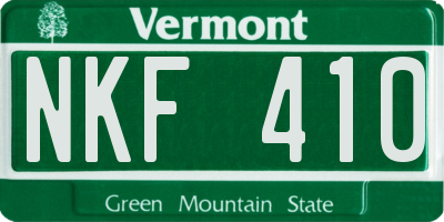 VT license plate NKF410