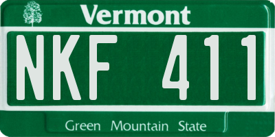 VT license plate NKF411