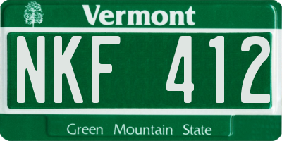 VT license plate NKF412