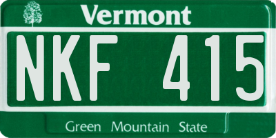 VT license plate NKF415
