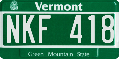 VT license plate NKF418