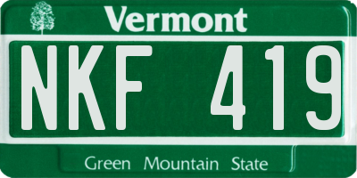 VT license plate NKF419