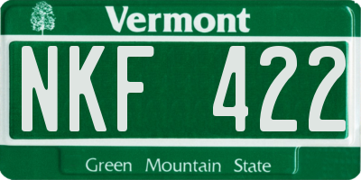 VT license plate NKF422