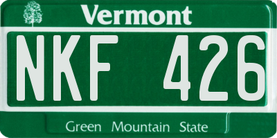 VT license plate NKF426