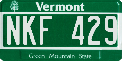 VT license plate NKF429