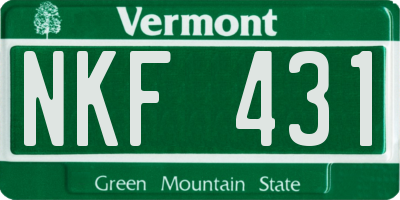 VT license plate NKF431