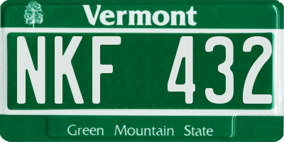 VT license plate NKF432