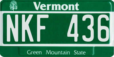 VT license plate NKF436