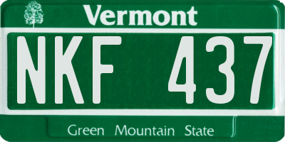 VT license plate NKF437