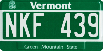 VT license plate NKF439